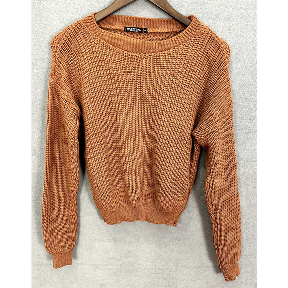 Nastygal collection Sweater Women Small Brown Pullover Shaker Stitch Cozy Goblin - Picture 1 of 6
